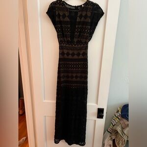 Black Maxi Illusion Lace Dress size S